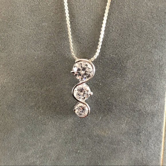 Jewelry - Sterling Silver CZ Necklace with Matching Earrings